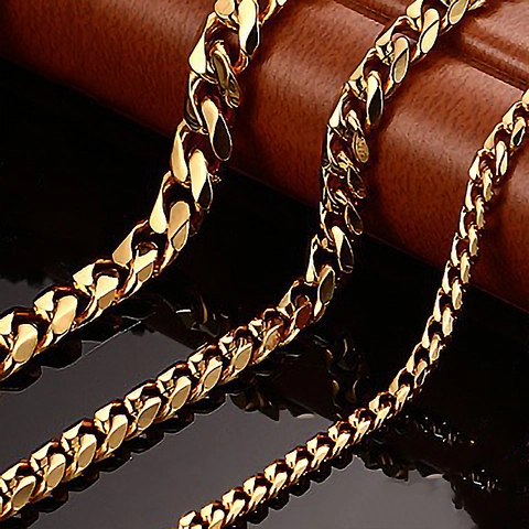 Stainless Steel Cuban Link Necklace Bracelet For Men Women Hip Hop Punk Curb Chain Gold Silver Black 3.5mm To 15mm Width Heavy Metal Streetwear Jewelry Accessory