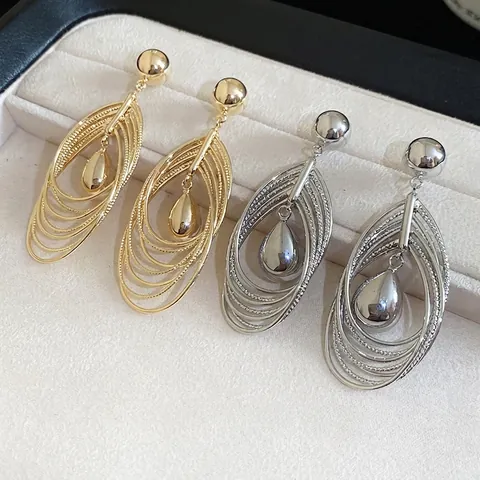 Boucles D'oreilles Pendantes Multi-rangs En Forme De Goutte Avec Tige En Argent Sterling 925 Pour Femmes Bijoux Élégants