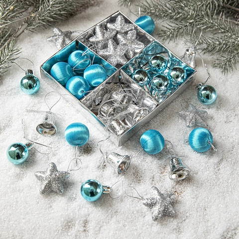 Decorazioni Appese Per Albero Di Natale Palline Stella Campanella Plastica Glitterata Lucida Festiva Decor Casa