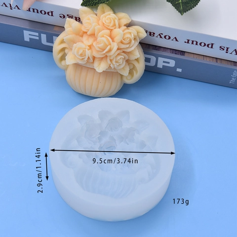 Bloemenmand Siliconen Vorm Rozenboeket Ontwerp Voor Taart Fondant Chocolade Kaars Zeep DIY Bakken Decoratie Tool