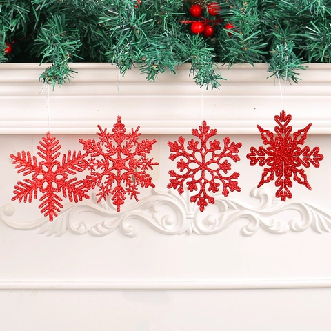 Ornamenti A Fiocco Di Neve Di Natale Pendenti Cavi In Plastica Luccicante Per Decorazioni Albero Invernale