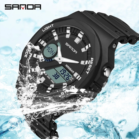 Montre Sport Double Affichage Boîtier ABS Bracelet TPU Étanche Lumineux Alarme Chronomètre Fitness Mode Hommes Femmes