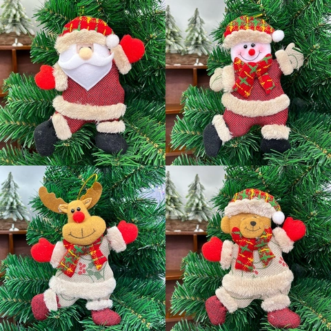 Addobbi Natalizi Appesi Albero Tessuto Lino Cartone Animato Babbo Natale Pupazzo Neve Renna Orso Decorazione Festa