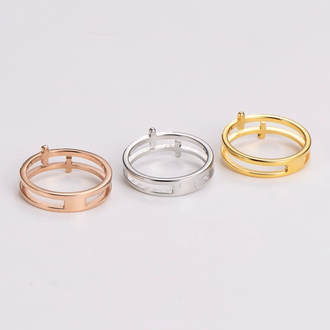 Layered Hollow Cross Ring 304 Stainless Steel Rhinestone Inlaid Religious Fashion Trendy Jewelry For Women