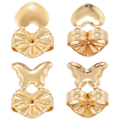 Elevadores De Pendientes Latón Corazón Mariposa Forma Soporte Espalda Para Orejas Caídas Pendientes Pesados