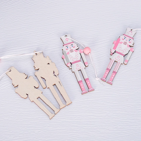 Wooden Nutcracker Christmas Tree Hanging Ornaments Macaron Color Soldier Doll Festive Party Decor Holiday Gifts