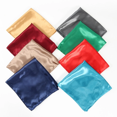 Solid Color Satin Satin-Like Square Scarf Elegant Professional Neckerchief Accessory Women
