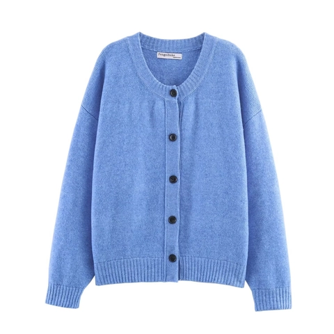 Cardigan Tricoté Doux Pour Femmes Col Rond Boutonné Pull À Manches Longues Hauts Décontractés