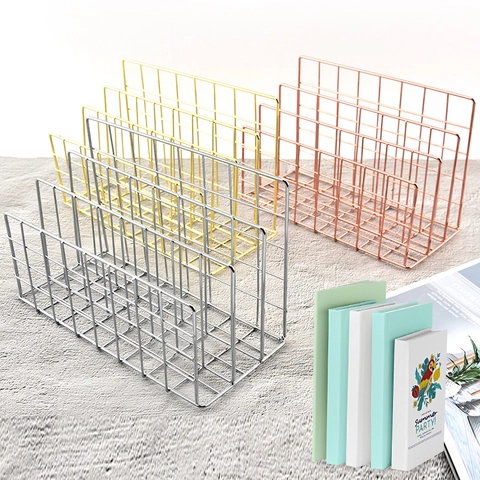 Metal Wire Desktop File Organizer Tiered Mesh Mail Sorter Holder Office Home Document Magazine Letter Storage Rack