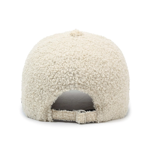 Damen Baseballkappe Teddy Samt Warm Winter Bestickte Buchstaben Verstellbar Casual Retro Schirmmütze