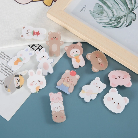 Broches De Acrílico De Dibujos Animados Lindos Animales Oso Conejo Insignia Para Decoración De Mochila Ropa Joyería Kawaii
