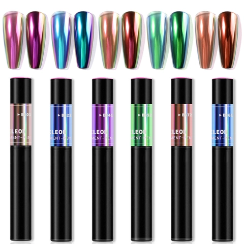 Penna Per Pigmenti Per Unghie Camaleonte Penna Magica Air Cushion Polvere Per Specchio Solida Effetto Metallico Chrome Decorazione Nail Art