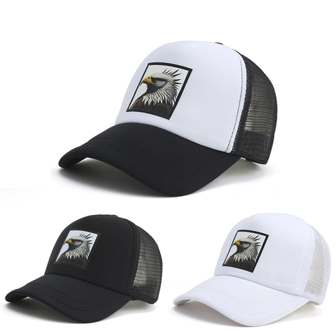 Eagle Patch Trucker Hat Breathable Mesh Polyester Baseball Cap Outdoor Sun Protection Adjustable For Men Women