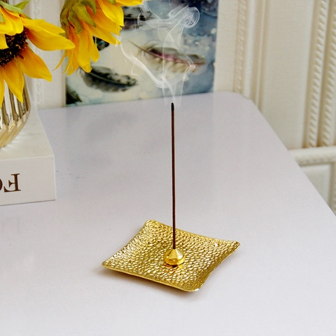Porta Incenso In Metallo Quadrato Texture Martellata Bruciatore Per Decorazioni Casa Ufficio Stile Arabo Supporto Di Lusso