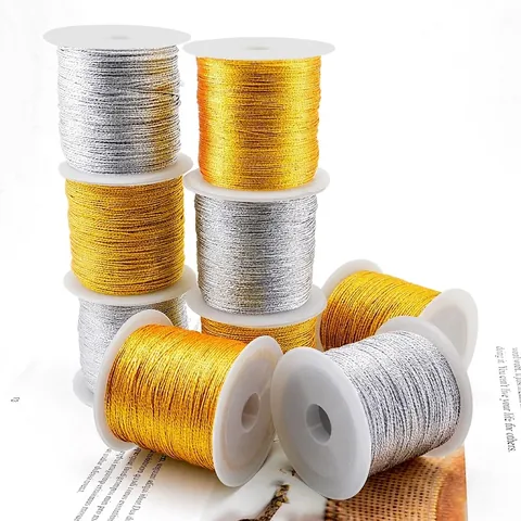 Metallic Thread Gold Silver Cord For DIY Jewelry Making Bracelet Necklace Braiding Polyester Craft Wire