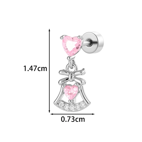 Hart Zirkoon Vlinder Hanger Oorkraakbeen Stud Roestvrij Staal Koper Schroefsluiting Piercing Sieraad Dames