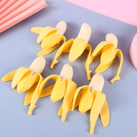 Banana Arancia Sbucciata Squishy Giocattolo Antistress Sfiato TPR Gomma Morbida Simulazione Frutta Giocattoli Sensoriali Novità