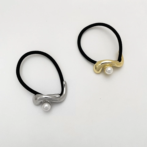 Elastici Per Capelli Eleganti Con Künstliche Perle Sintetiche Fibbia In Metallo Irregolare Corda Elastica Per Capelli Per Donna Moda