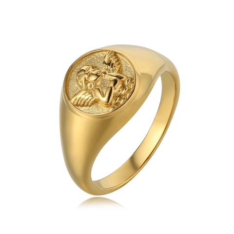 Bague Chevalière Relief Ange Cupidon Acier Inoxydable Vintage Rétro Punk Bijoux Artistiques Pour Hommes Femmes