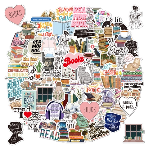 Adesivi Per Lettura Vinile Impermeabile Per Amanti Dei Libri Laptop Diario Scrapbooking Animali Citazioni Motivazionali Decorativi