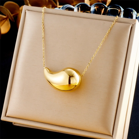 Gold Plated Stainless Steel Jewelry Featuring Necklace Earrings And Bracelet Elegant Hollow Water Drop Design Fashion For Women