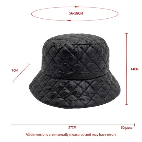 Women Quilted Bucket Hat Diamond Padded Warm Windproof Winter Outdoor Solid Minimalist Fashion