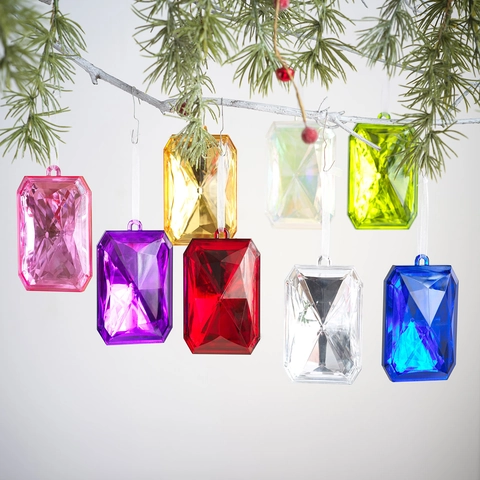 Acryl Edelstein Weihnachtsbaum Anhänger Facettierte Glänzende Kunststoff Bunte Kristall Feiertag Party Dekoration