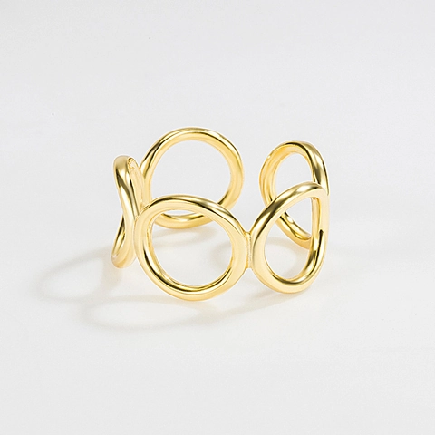 Anillo De Plata De Ley 925 Minimalista Geométrico Hueco Circular Abierto Ajustable Joyería De Moda Para Mujer