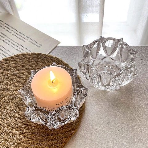 Glazen Kandelaar Ins Minimalistisch Helder Bloemvorm Tafeldecoratie Romantisch Bruiloft Feest Huisgeur Accessoire