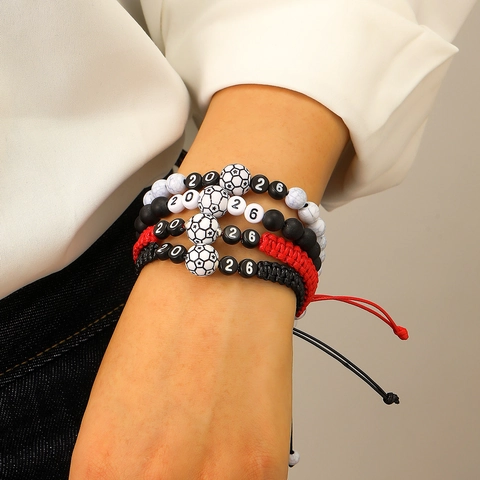 Adjustable Handwoven Cord Soccer Ball 2026 Number Beads Bracelet Sport Souvenir Football Jewelry For Men Women Daily Fans Gift