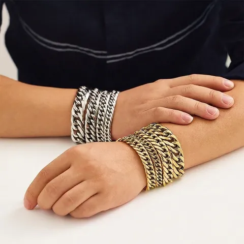 Bracciale in Acciaio Inossidabile con Maglia Cubana per Uomo Donna Gioielli Moda Hip Hop Bracciale a Catena Galvanico in Acciaio al Titanio Accessori
