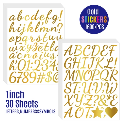 Pegatinas De Letras Números Oro Plata Vinilo Impermeables Decorativas Para DIY Scrapbooking Portátil Taza Decoración