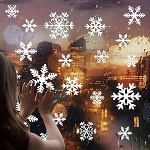 Snowflake Window Stickers Christmas Static Cling Decals PVC Double Sided Winter Holiday Glass Door Party Decorations