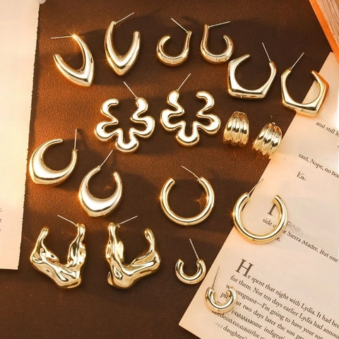 Pendientes De Flores Irregulares En Forma De C De Acrílico Y Metal Con Pasador De Acero Joyería Estética Minimalista Para Mujeres