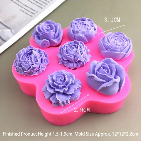 Stampo In Silicone Per Torte Fiori Peonia Rosa 7 Cavità DIY Cottura Fondente Cioccolato Decorazione Dessert Strumento