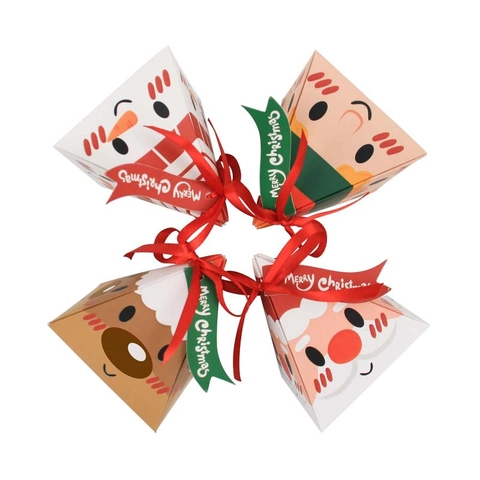 Kerst Snoepdoosjes Piramidevorm Papier Kerstman Sneeuwpop Rendier Elf Feestartikelen Decoratie Lint
