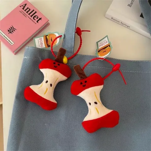 Simpatico Portachiavi in Peluche a Torsolo di Mela Morbido Ciondolo a Forma di Frutta per Zaino Decorazione Regalo Studenti