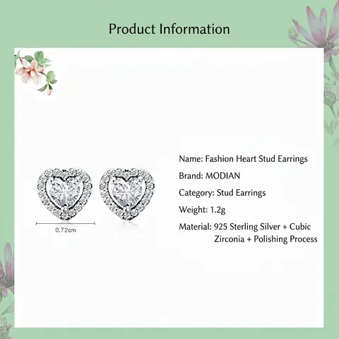 Boucles D'oreilles Cœur Argent Sterling 925 Zirconium Halo Micro Pave Élégant Minimaliste Bijoux Pour Femmes Cadeau