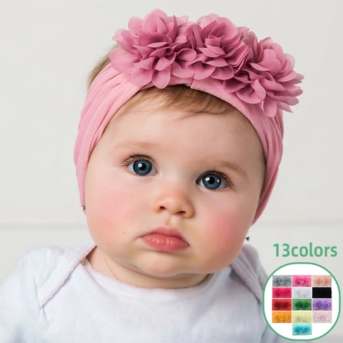 Chiffon Flower Baby Headbands Soft High Elastic Nylon Hair Bands For Newborn Infants Toddler Girls Princess Style