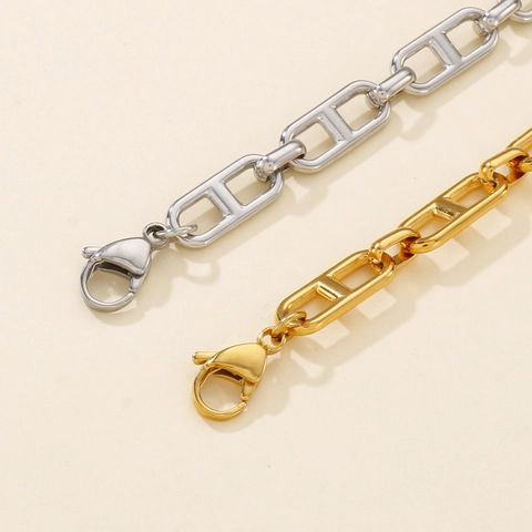 Collar Y Pulsera De Cadena De Ancla De Acero Inoxidable Para Mujer Joyas Punk Con Eslabón De Nariz De Cerdo Y Cierre Toggle