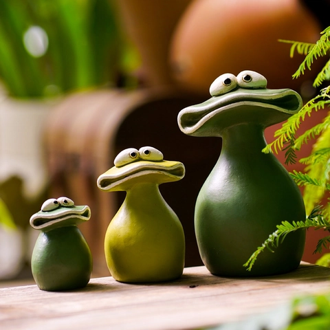 Creative Big Mouth Frog Garden Resin Figurines Pastoral Green Frog Statue For Patio Yard Home Outdoor Decor Decoration