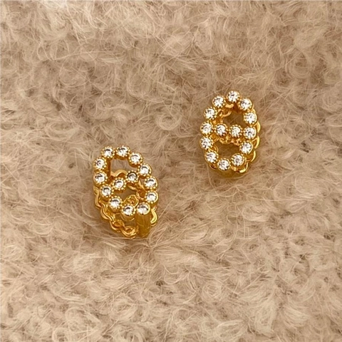 Anchor Chain Link Earring Studs 925 Sterling Silver Cubic Zirconia Inlaid Fashion Minimalist Jewelry Women