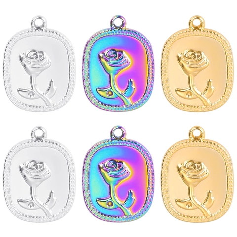 Collana Vintage In Acciaio Inossidabile Con Ciondolo Rosa In Rilievo Design Estetico Oro Argento Arcobaleno Per Donna