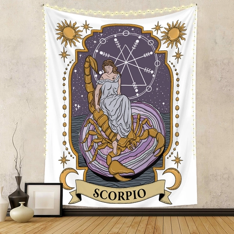 Arazzo Costellazione Zodiacale Poliestere Mistico Tarocchi Illustrazione Retrò Appeso A Parete Per Camera Da Letto Soggiorno Arredo Boho