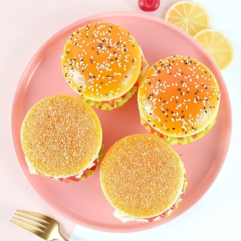 Realistic Simulation Hamburger Bread Model PU Foam Magnetic Fridge Magnet Home Decoration Photography Props Slow Rebound Toy