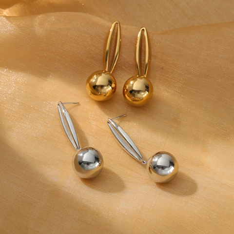 Orecchini Pendenti a Sfera in Acciaio Inossidabile Minimalisti Per Donna Placcati Oro Argento Cavi Ovali Gioielli Moda
