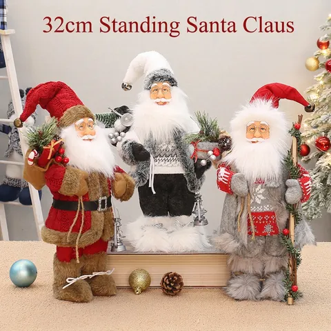 Stehende Weihnachtsmann Figur Gestrickter Stoff Plüsch Feiertagsdeko Nordischer Stil Schreibtisch Ornament Weihnachtsfeier Dekoration