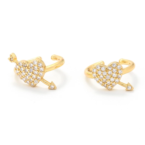 Cupid Pijl Hart Oorkraakbeen Clip Koper Zirconia Minimalistische Ear Cuff Geen Gaatjes Oorbellen Goud Zilver Vrouwen Sieraden