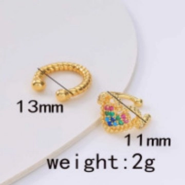 Orecchini Ear Cuffs Rame Placcato Oro 18K Zircone Farfalla Cuore Trama Intrecciata Senza Buco Per Donna