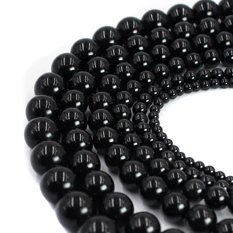 Zwarte Agaat Ronde Losse Kralen Natuurlijk Gepolijste Steen Voor Doe Het Zelf Sieraden Maken Accessoires
